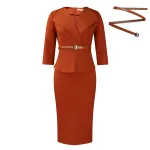 Fashion Big Lapel Waist OL Tunic Hip Pencil Skirt