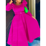New Fashion Puff Sleeve Plus Size Banquet Party Dress Dress