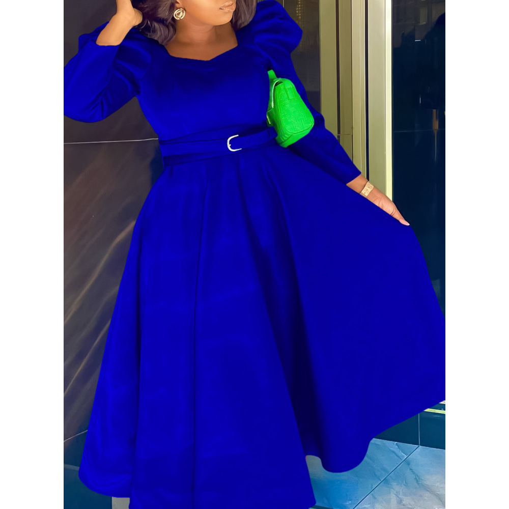 New Fashion Puff Sleeve Plus Size Banquet Party Dress Dress