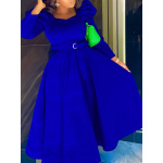 New Fashion Puff Sleeve Plus Size Banquet Party Dress Dress