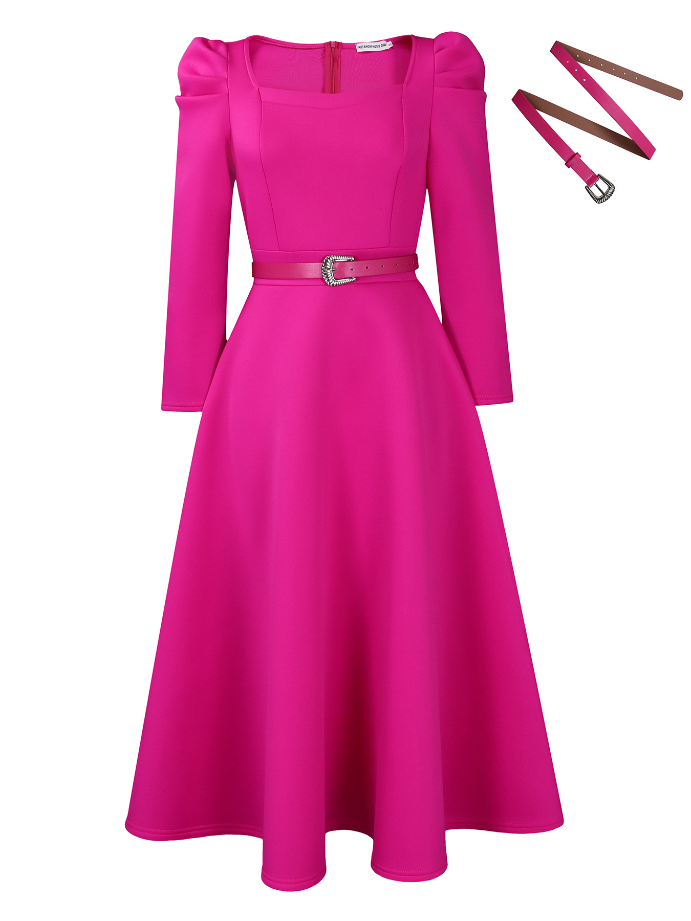 New Fashion Puff Sleeve Plus Size Banquet Party Dress Dress