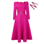 New Fashion Puff Sleeve Plus Size Banquet Party Dress Dress