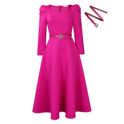 New Fashion Puff Sleeve Plus Size Banquet Party Dress Dress 01