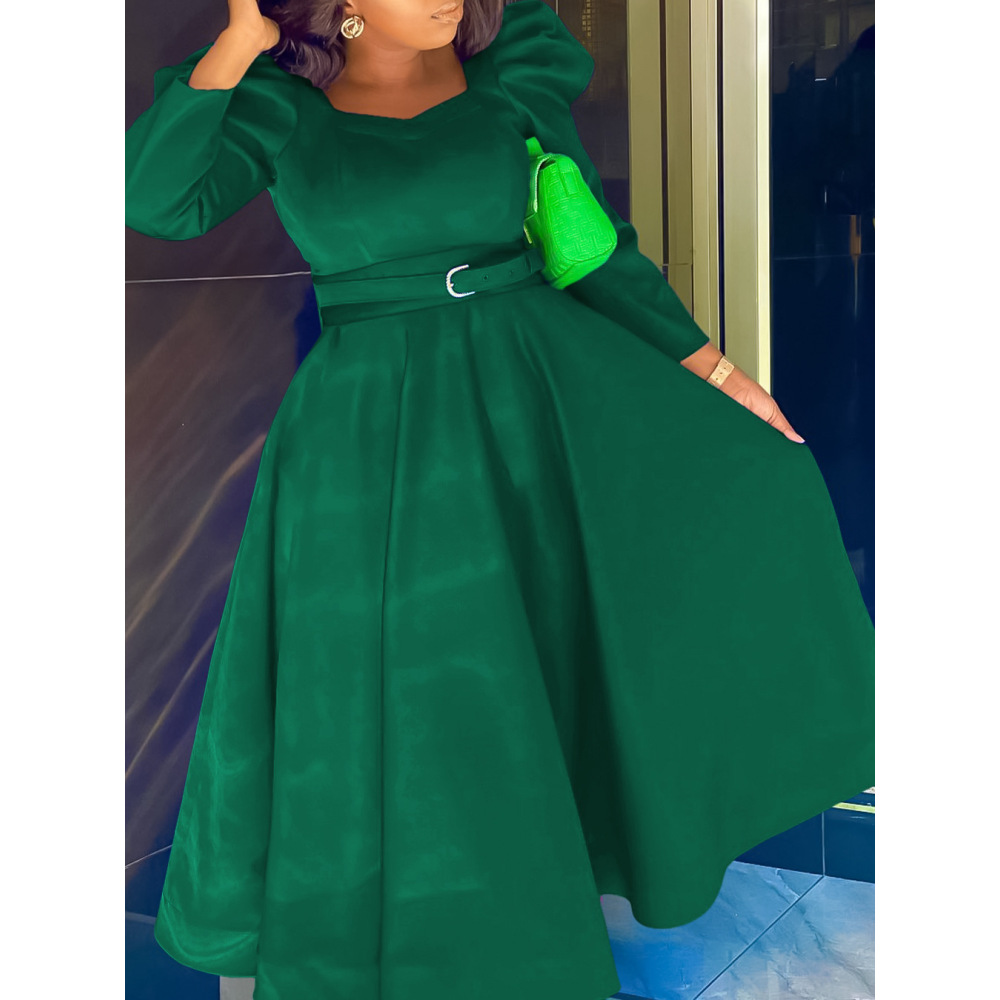 New Fashion Puff Sleeve Plus Size Banquet Party Dress Dress