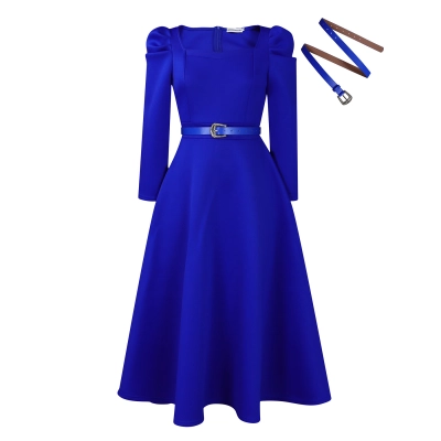 New Fashion Puff Sleeve Plus Size Banquet Party Dress Dress 02