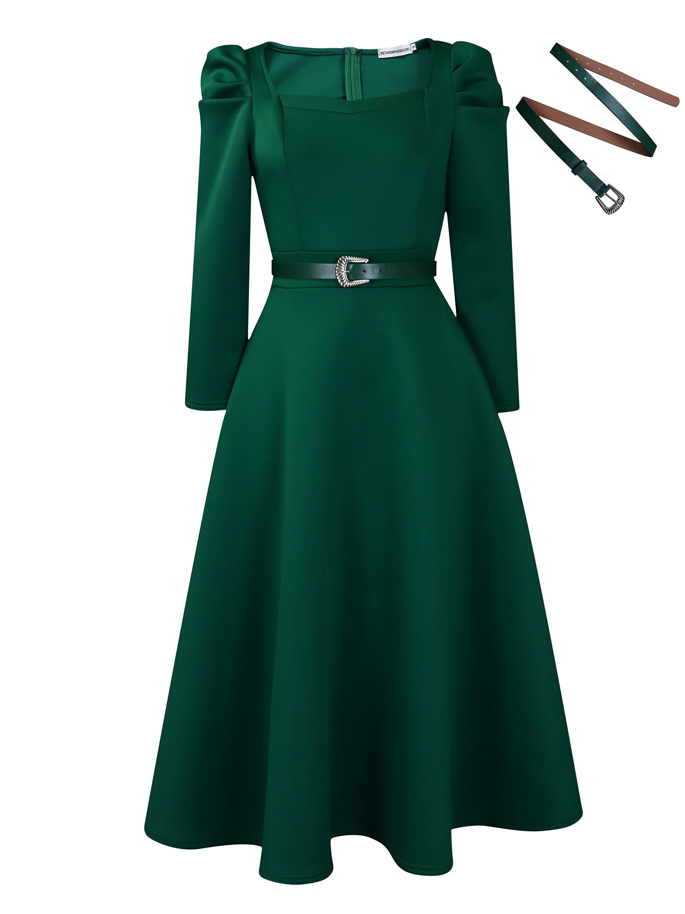 New Fashion Puff Sleeve Plus Size Banquet Party Dress Dress