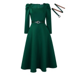 New Fashion Puff Sleeve Plus Size Banquet Party Dress Dress
