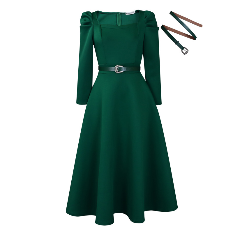 New Fashion Puff Sleeve Plus Size Banquet Party Dress Dress