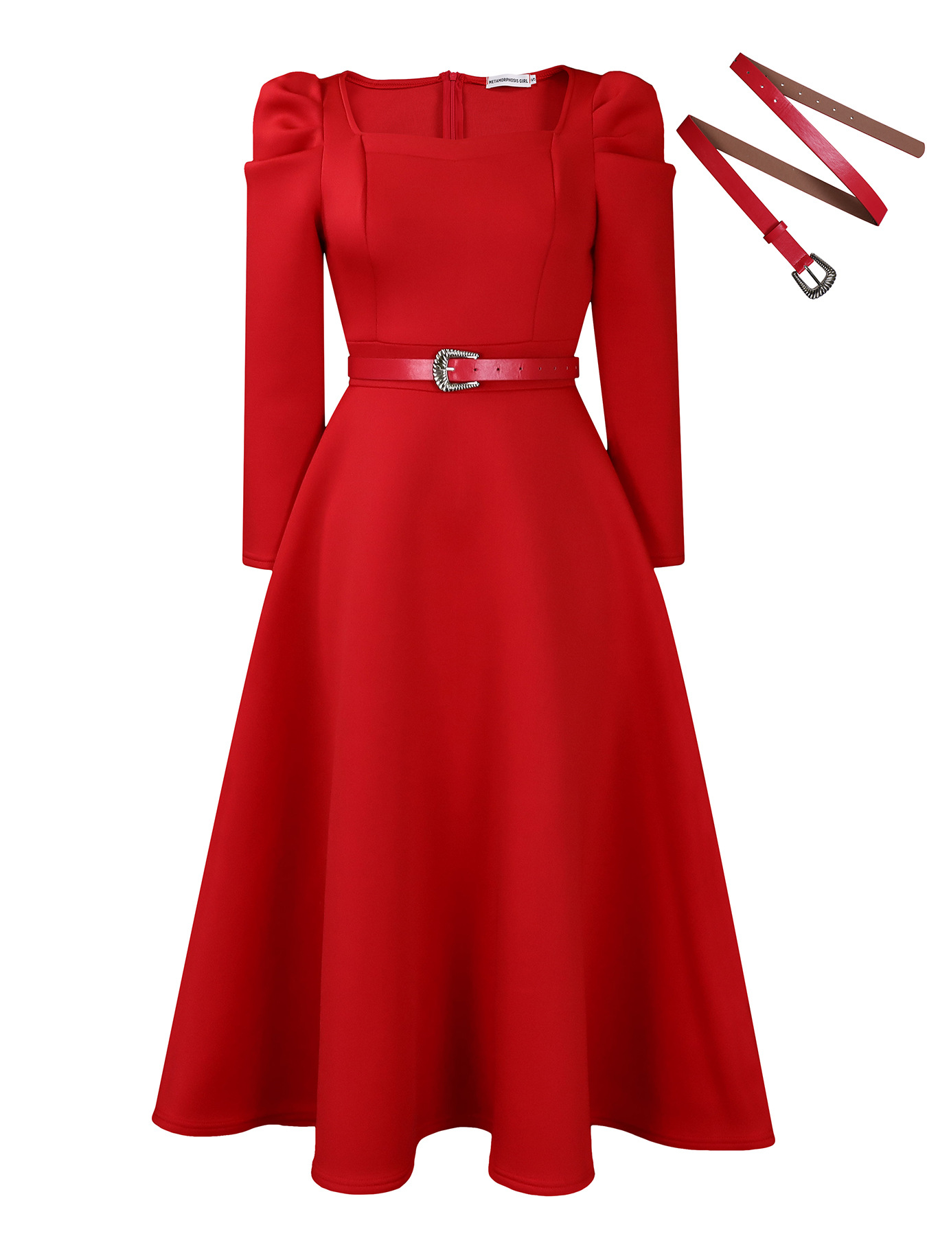 New Fashion Puff Sleeve Plus Size Banquet Party Dress Dress