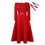 New Fashion Puff Sleeve Plus Size Banquet Party Dress Dress