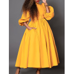 New Half Turtleneck Long Sleeve Slim Waist Swing Dress
