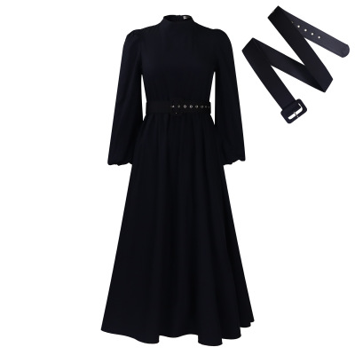 New Half Turtleneck Long Sleeve Slim Waist Swing Dress 02
