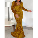 New Sequined Fishtail Sexy Long Dress Tailing Banquet Evening Dress