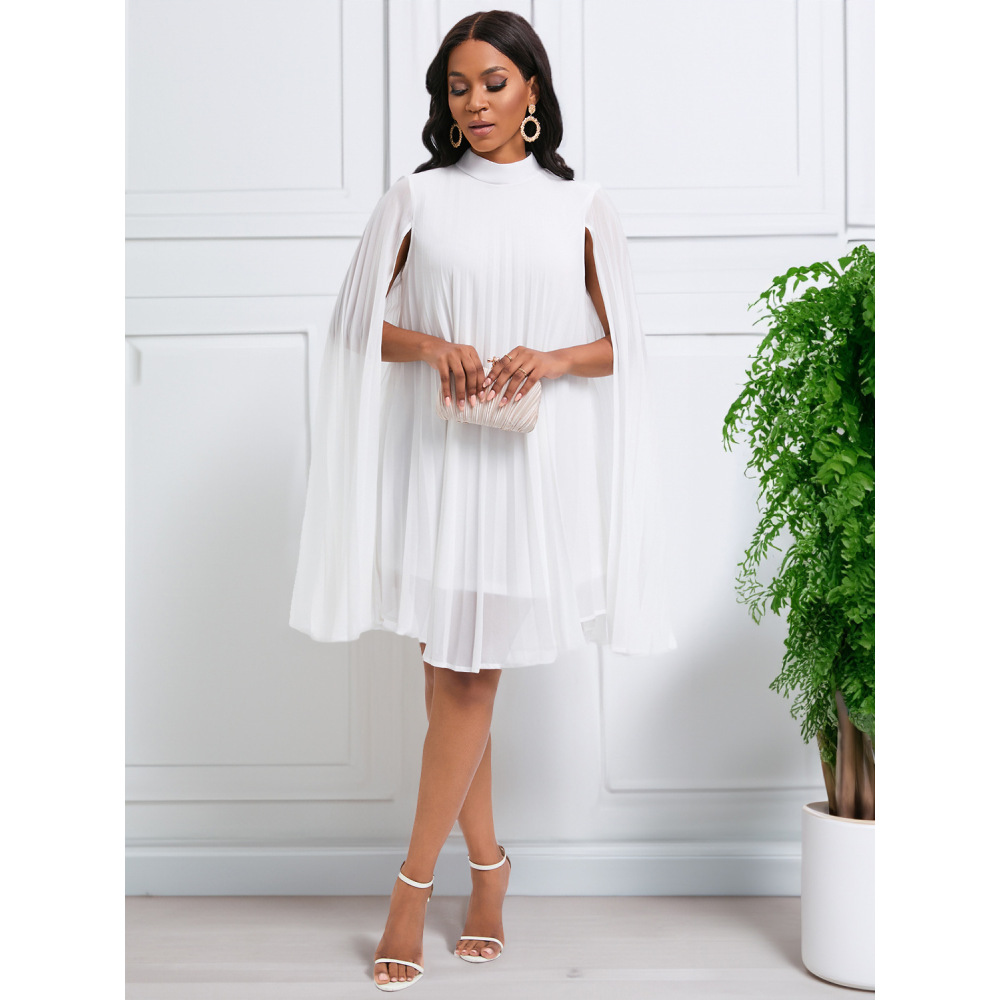 New Temperament Fashion Chiffon Pullover Cape Bat Sleeve Dress