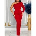 Spring New Oblique Shoulder Beaded OL Two-Piece Suit