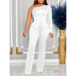 Spring New Oblique Shoulder Beaded OL Two-Piece Suit