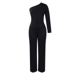 Spring New Oblique Shoulder Beaded OL Two-Piece Suit