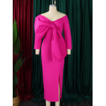 Deep V Bow High Waist Hip Party Dress Dress