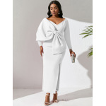 Deep V Bow High Waist Hip Party Dress Dress