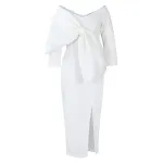 Deep V Bow High Waist Hip Party Dress Dress