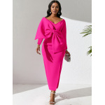 Deep V Bow High Waist Hip Party Dress Dress