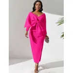 Deep V Bow High Waist Hip Party Dress Dress
