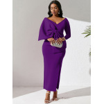 Deep V Bow High Waist Hip Party Dress Dress