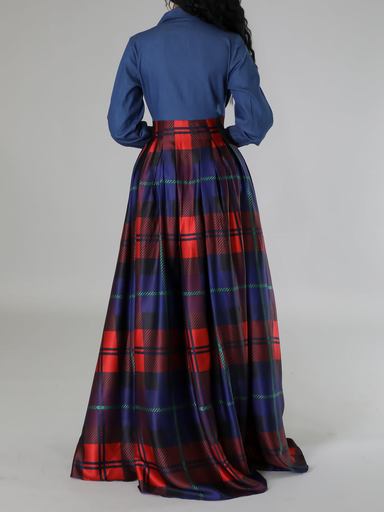 Fashion Casual Printed Lapel Shirt Long Dress