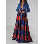 Fashion Casual Printed Lapel Shirt Long Dress