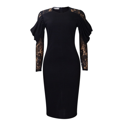Lace Stitching Slim Sexy OL Dress 01