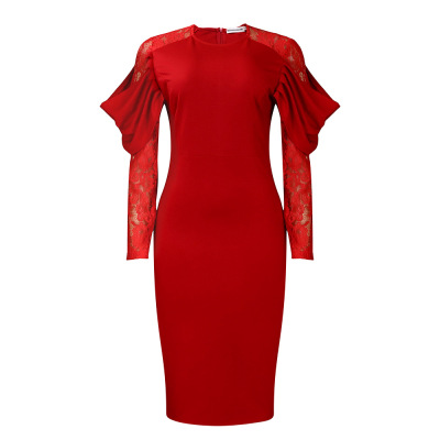 Lace Stitching Slim Sexy OL Dress 02