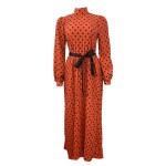 Loose Pleated Polka Dot Maxi Dress