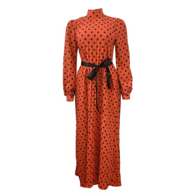 Loose Pleated Polka Dot Maxi Dress 02