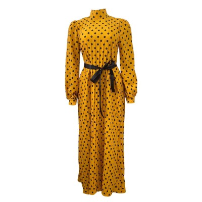 Loose Pleated Polka Dot Maxi Dress 01