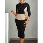 New Fashion Color Matching OL Tongle Hip Dress