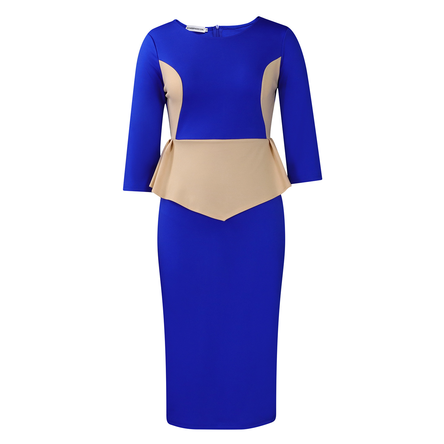 New Fashion Color Matching OL Tongle Hip Dress