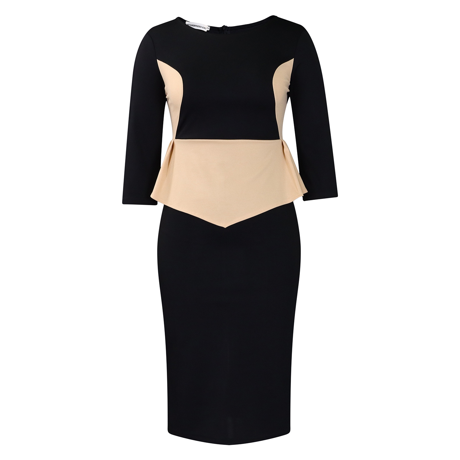 New Fashion Color Matching OL Tongle Hip Dress