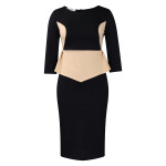 New Fashion Color Matching OL Tongle Hip Dress