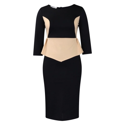 New Fashion Color Matching OL Tongle Hip Dress 01