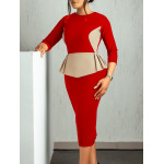 New Fashion Color Matching OL Tongle Hip Dress