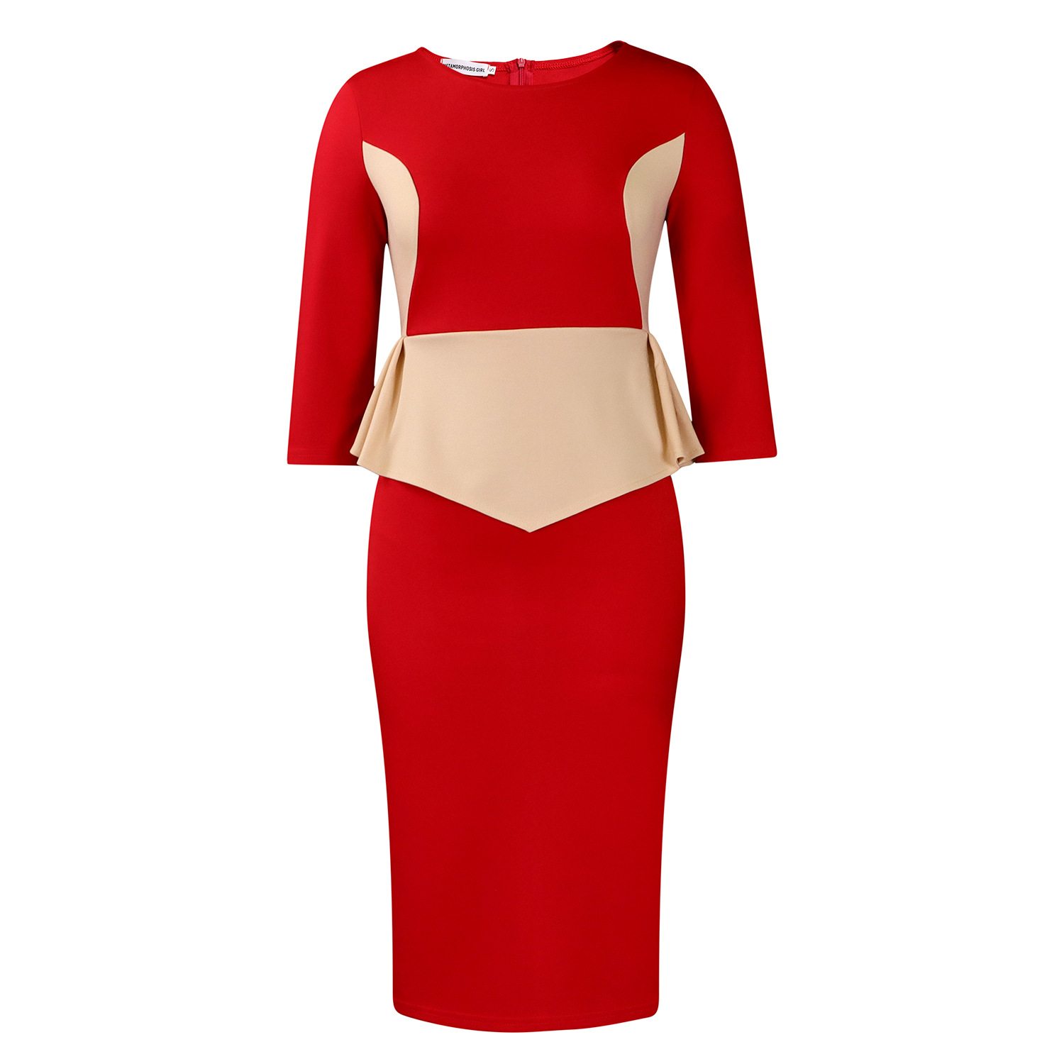 New Fashion Color Matching OL Tongle Hip Dress