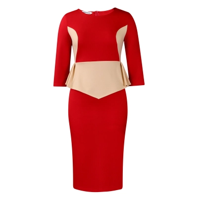 New Fashion Color Matching OL Tongle Hip Dress 02