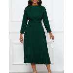 New Style Pleated Commuter OL Solid Color Dress