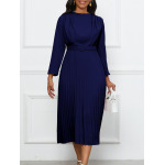 New Style Pleated Commuter OL Solid Color Dress