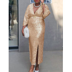 Temperament V-Neck Sexy Slim Sequin Dress