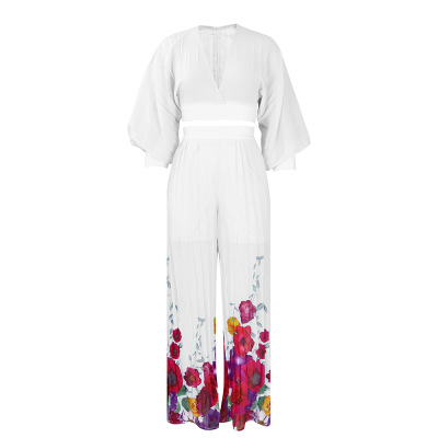 Chiffon Lantern Sleeve Top Pleated Wide Leg Pants Two-Piece Set 02