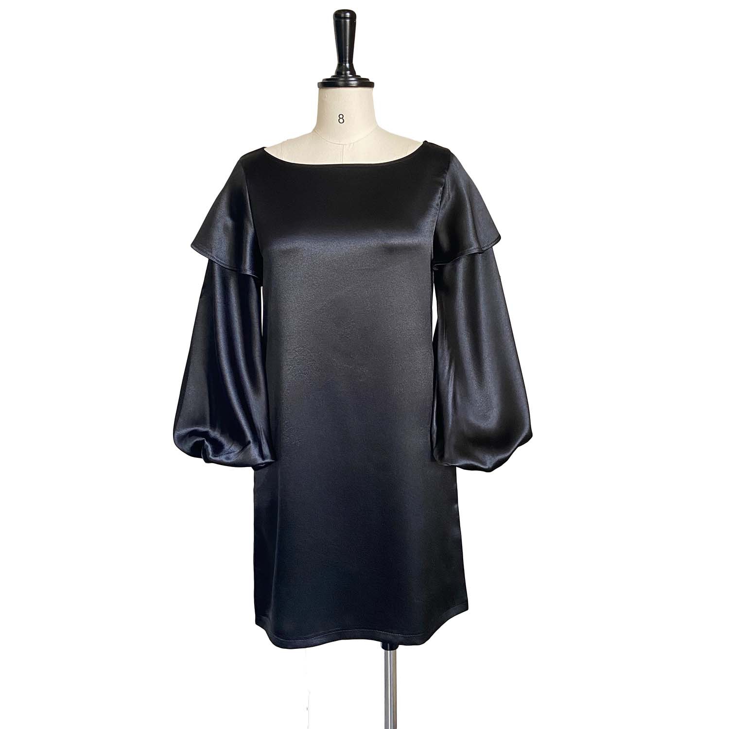 Fashion Loose Puff Sleeve Solid Color Dress