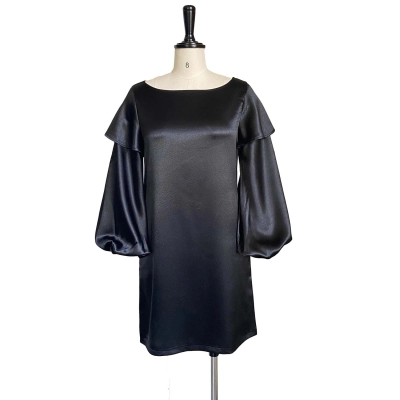 Fashion Loose Puff Sleeve Solid Color Dress 02