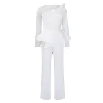 Long-Sleeved Mesh Stitching Beaded Slimming Party Jumpsuit