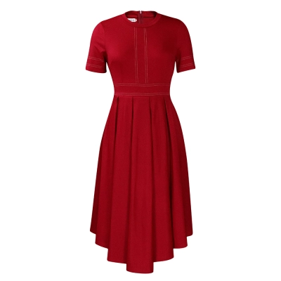 New Elegant Big Skirt A-Line Skirt Short Sleeve Dress 01